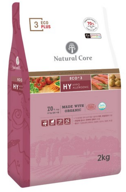 네츄럴코어 전연령 에코플러스3 유기농 70% 6Free 건식사료, 연어, 2kg, 5개
