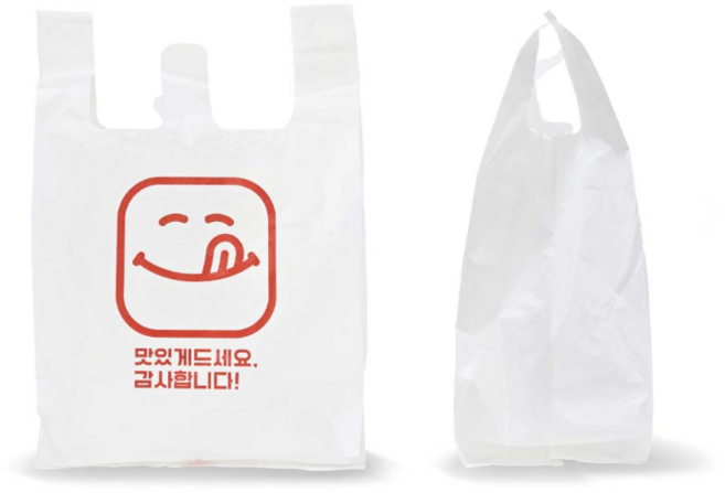 에코퓨어 손잡이 비닐봉투 맛있게드세요, 100개, 중