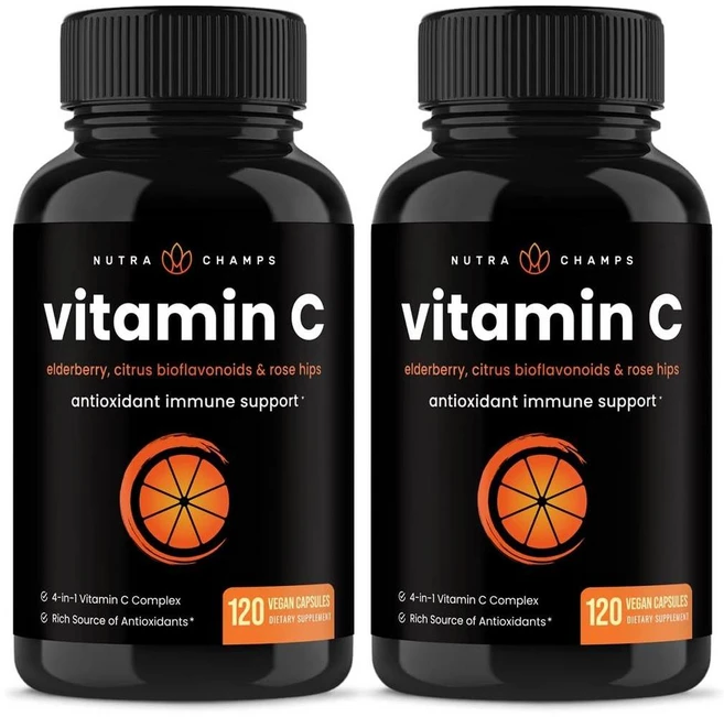 뉴트라챔스 비타민씨 1000mg 엘더베리 로즈힙 캡슐 NutraChamps Vitamin C, 2개, 120정 - 쿠팡