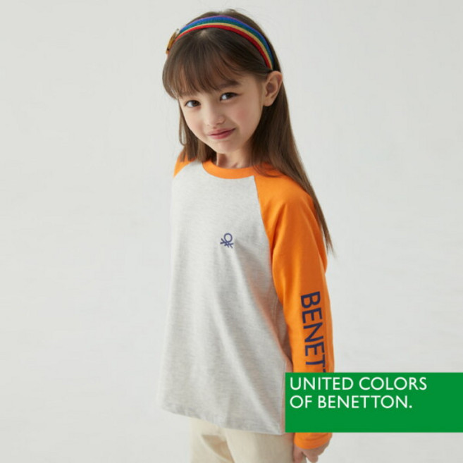 [베네통키즈] [베네통] 베네통 키즈 공용 나그랑 긴팔 티셔츠 오트밀 멜란지 BNUTS4O19T