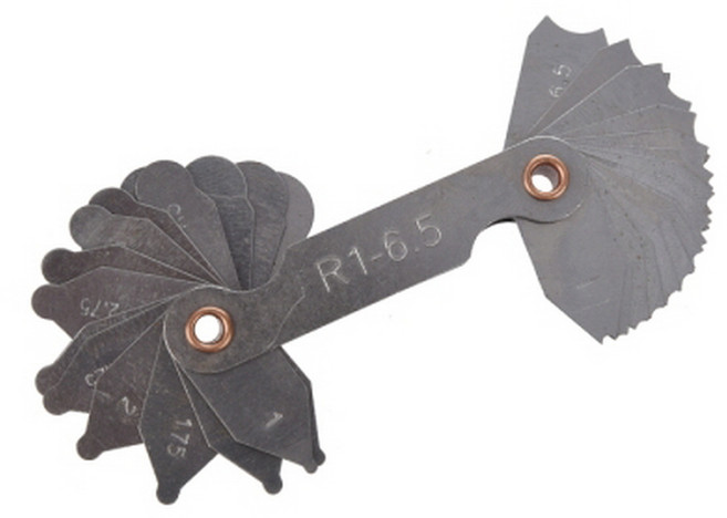 R게이지 반지름 게이지 1~6.5mm 곡률 측정기 R규격 검사툴, R1-6.5 반지름게이지, 1개