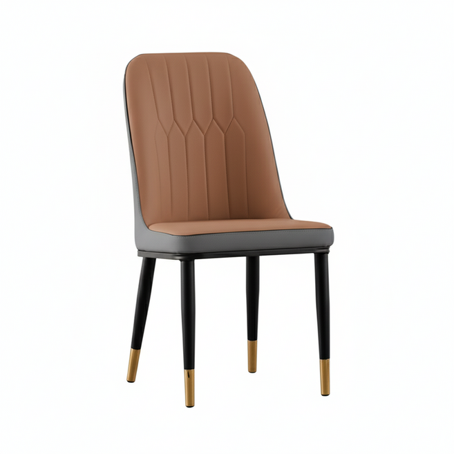 好的家居 北歐皮革撞色餐椅, 淺咖啡+灰(拼色), 1件