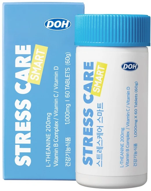 DOH 스트레스케어 스마트 10대를 위한 테아닌 영양제 (테아닌 비타민B컴플렉스 비타민D 비타민C), 1개, 60정 - 쿠팡