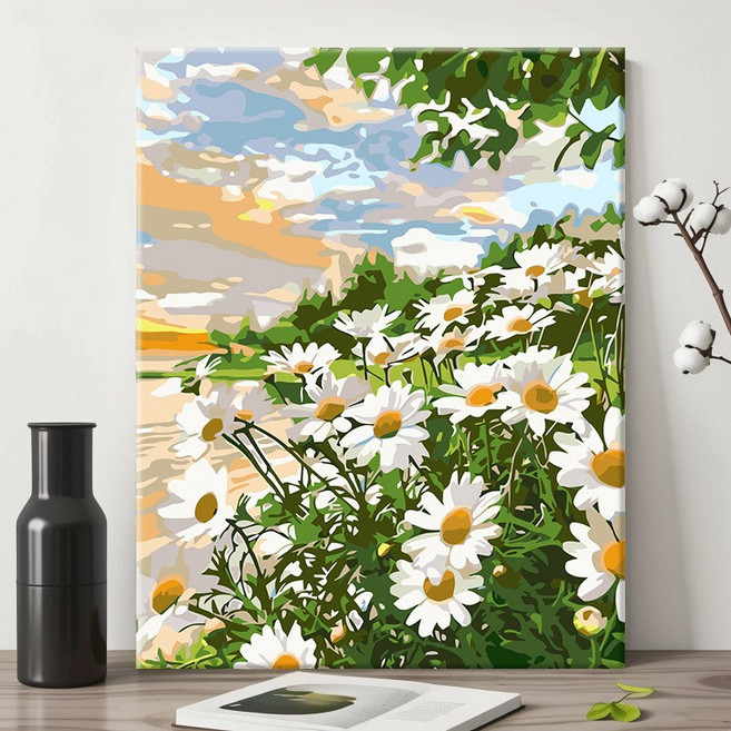 DIY명화그리기 40x50cm 핑크 튤립 수채화 세트, H006-데이지1, 1개