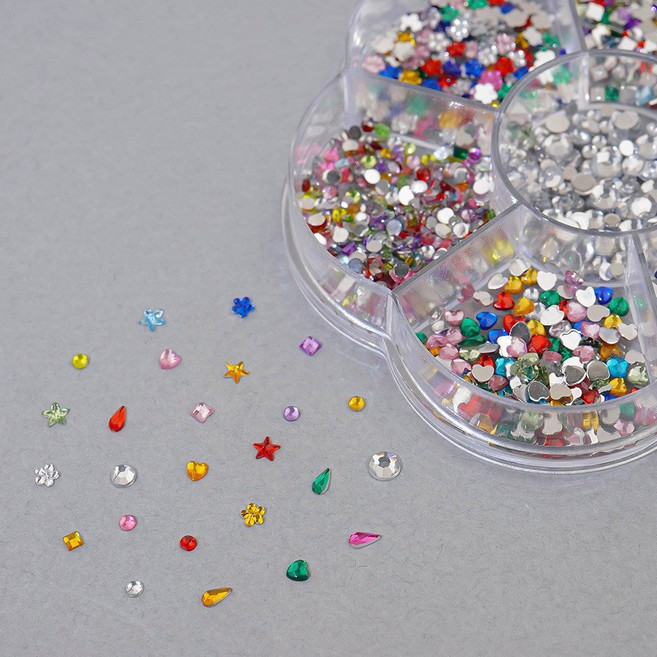 네일스토어 네일스톤 7종 세트-5 하트 별 물방울 사각 원형 꽃, 1개, 1.네일스톤 7종 세트-5/S480