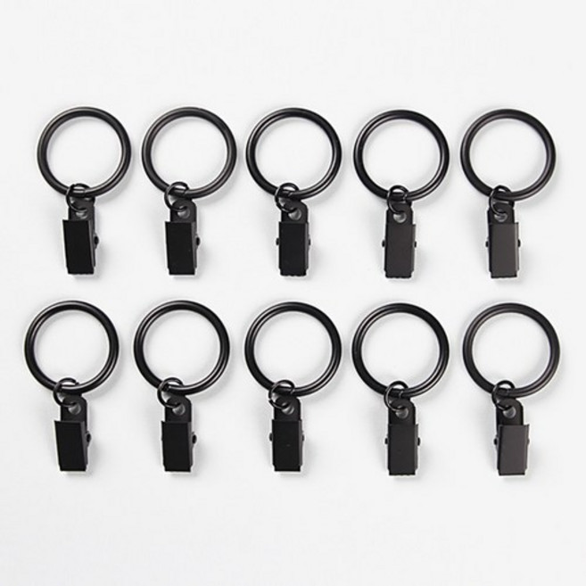 세류홈 커튼 집게링 일자형 38mm, BlackColor, 10개