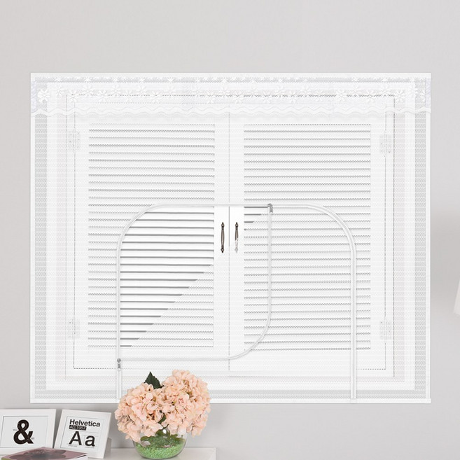 다샵 벨크로 부착형 창문용 지퍼식 모기장, 화이트