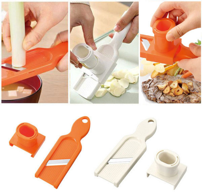 시모무라 마늘 파 슬라이서 편썰기 미니 채칼 강판, 오렌지 (FV607), 1개