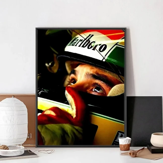 F1 Ayrton Tacing Driver Senna 포스터 프레임 없음 클럽 바 종이 빈티지 벽 아트 캔버스 회화 침실 룸 홈, 05 30X40cm no frame, 06 3