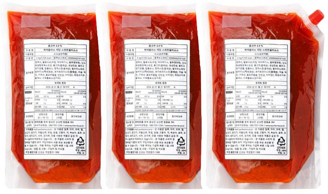 아워홈 케어플러스 저당 스위트칠리소스, 3개, 2kg
