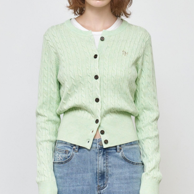 GENERAL IDEA 韓國女款超細羊毛麻花開襟衫 WBD3L04505 柔軟舒適 經典百搭