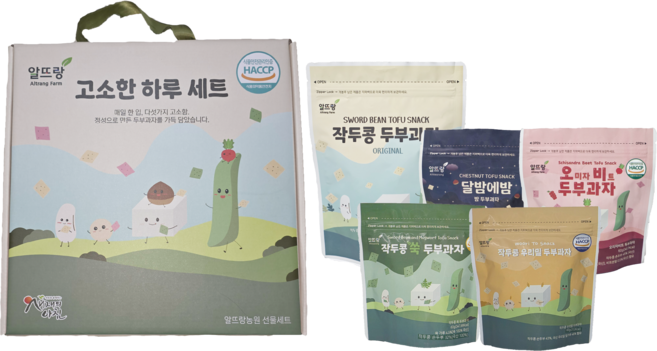 [알뜨랑농원] 고소한 하루 세트 오리지널+우리밀+쑥+오미자비트+밤, 1세트, 두부과자만