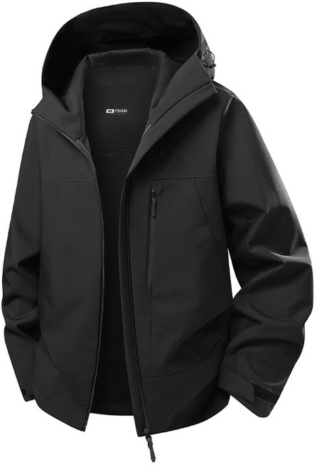 戶外新款多巴胺運動外套 男女通用防風防水連帽耐磨, 黑色