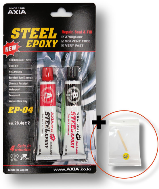 집에다드림 엑시아 EP-04 강력 금속 에폭시 접착제 유리 나무 목재 플라스틱 목공 스틸 본드+믹스스틱, 1개