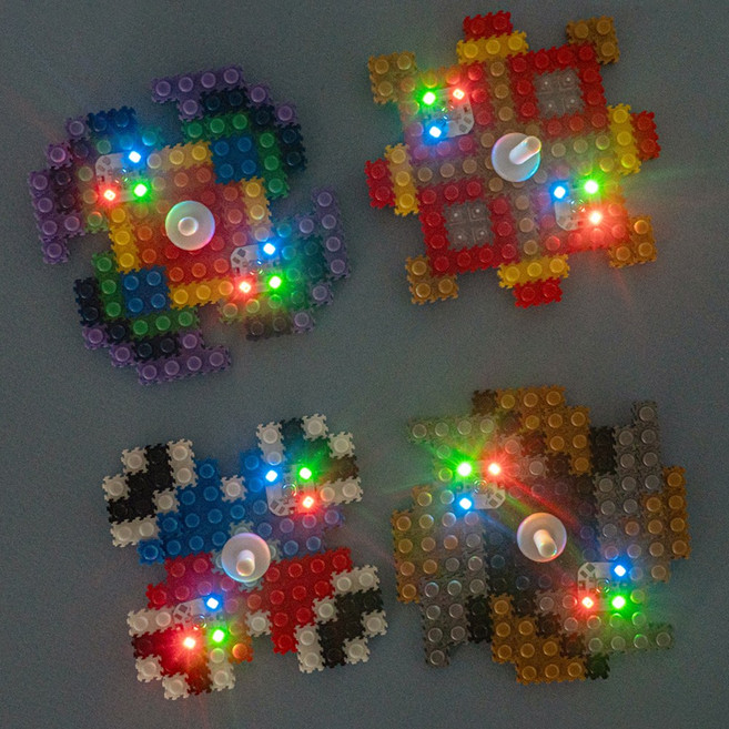 디폼블럭 LED 불빛 팽이 만들기 미니블록 끼우기 조립 창의 과학 중학교 미술 재료 세트, LED디폼팽이(팽블레이드)