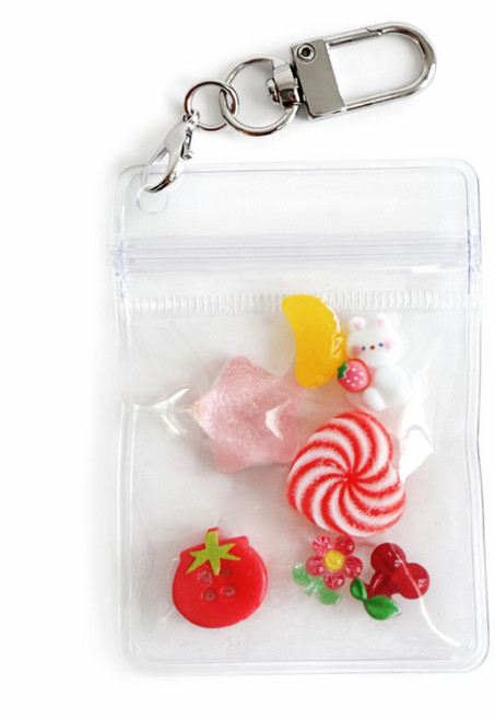 리아모어 PVC 키링 지퍼백 D링 고리 세트, 10개, 투명