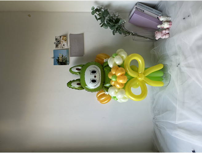 [완제품] 라부부 풍선 꽃다발 캐릭터 풍선 생일파티 웨딩 선물 이벤트 소품 사진 인스타, 1개, 초록 라부부