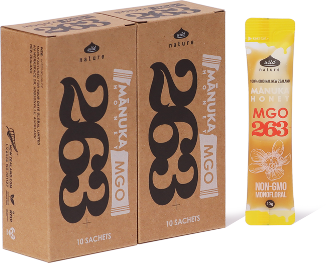 와일드네이처 마누카꿀 MGO 263+ UMF 10+ 동일수치 스틱 10개입, 2박스, 100g