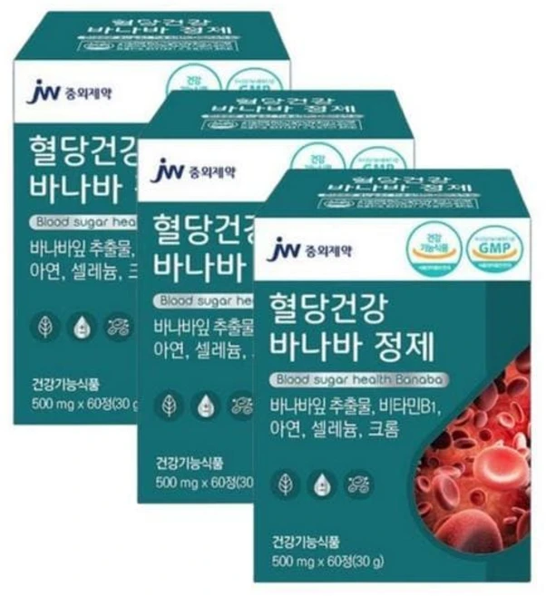 뉴트리바이옴(뉴바옴) 혈당건강 바나바정제 혈당 조절 바나바잎추출물, 3개, 60정 - 쿠팡