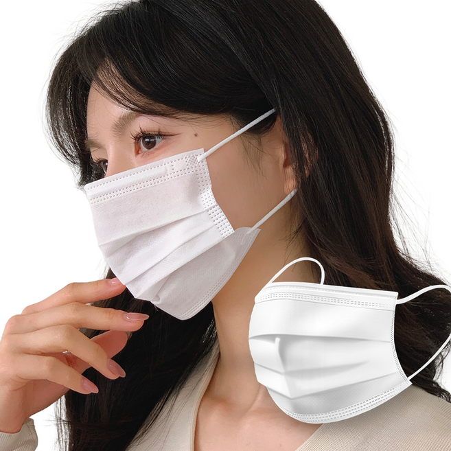 유앤미 덴탈마스크 귀편한 숨쉬기편한 비말 데일리 마스크 대형, 화이트, 6개, 50매입