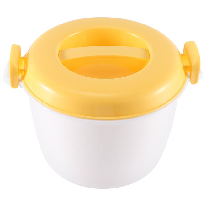 휴대용 전자 레인지 오븐 쌀 밥솥 다기능 증기선 2800ml 단열 도시락 증기기구, 2800ml, 흰색과 노란색