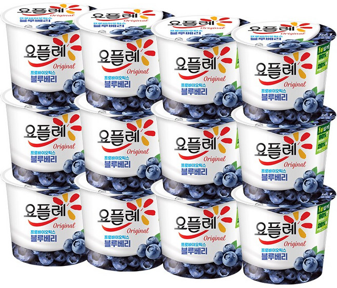 빙그레 요플레 블루베리홈180g무료배송, 180g, 12개