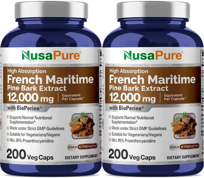 누사퓨어 30배 추출 고흡수 해상 소나무 껍질 12000mg, 2개, 200정