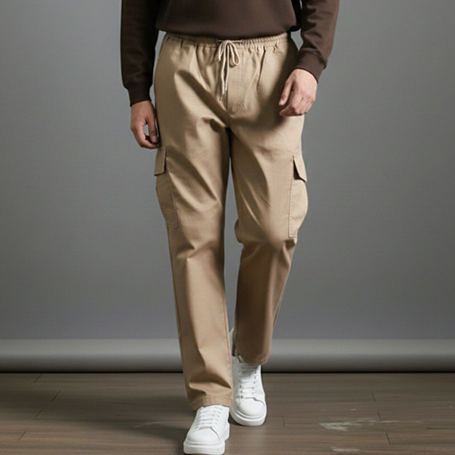 스댕클럽 남성용 사계절 허리밴딩 스트링 스판 프리미엄 카고 면바지 SJM3320