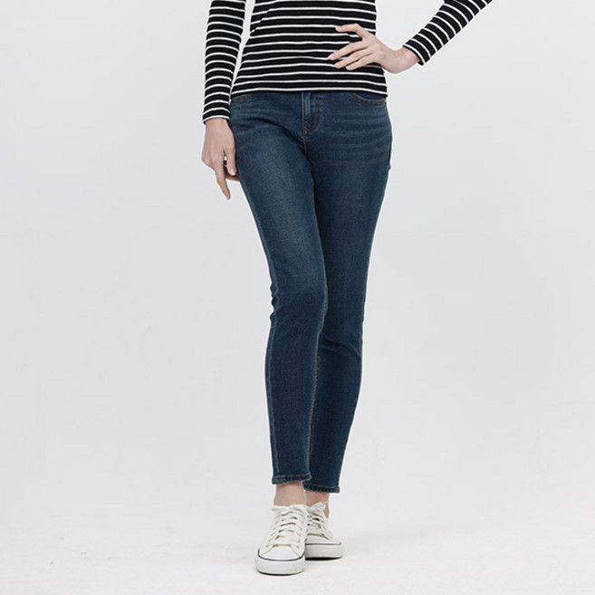 [잠뱅이] 여성 기본 워싱 데님 팬츠 다크블루