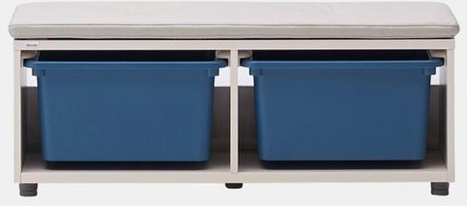 일룸 에디키즈 벤치수납장 950x292x340.5mm, 1단, IV몸통+블루PL박스