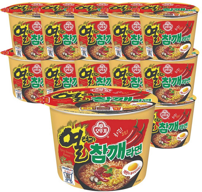 오뚜기 열려라 참깨라면 용기 110g, 12개