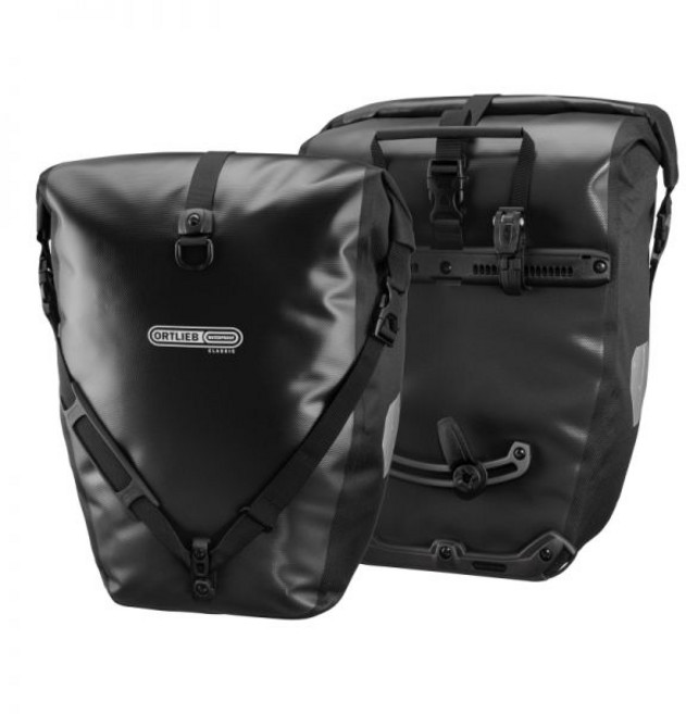 오르트립 Ortlieb 클래식 백롤러 바이크 사이드 패니어스 QL2.1 40L 페어 블랙 가방 자전거 169743, 1개