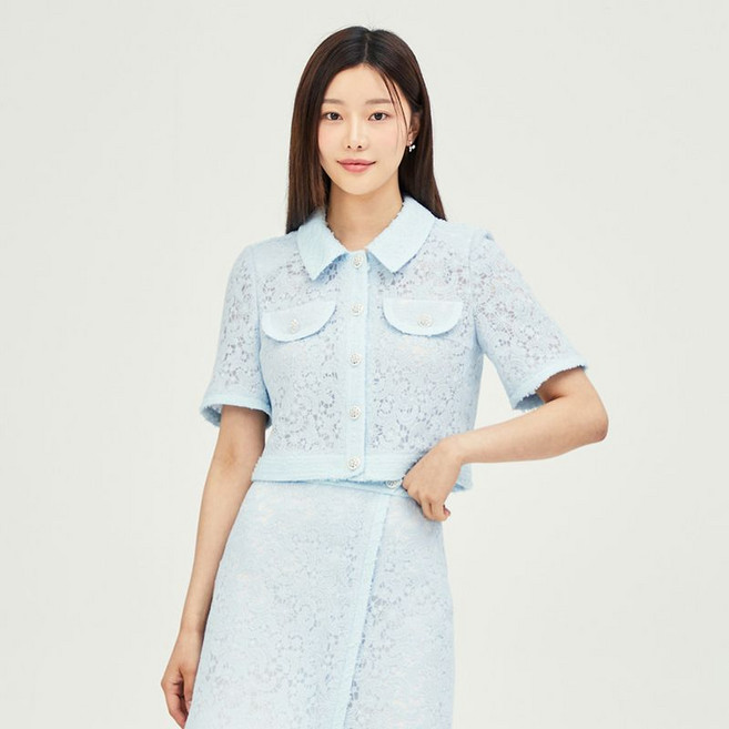 JJ지고트 레이스 플랩 장식 크롭 재킷 GP5A0JK501