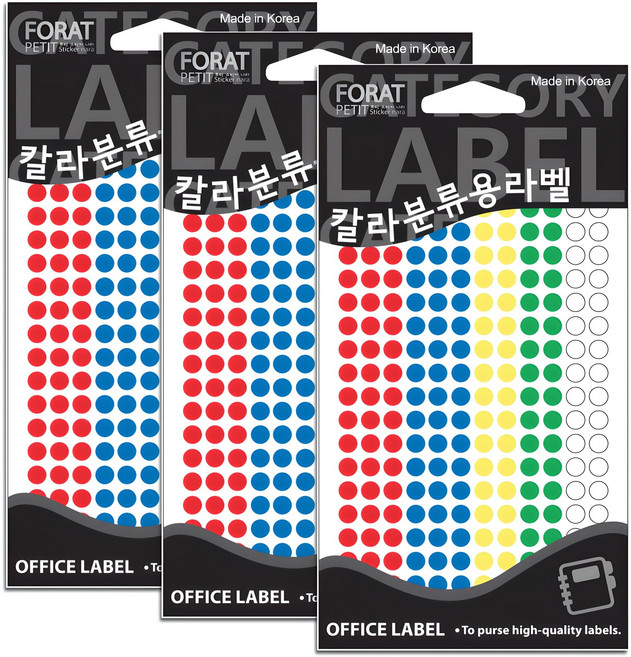 쁘띠팬시 칼라분류용 원형 견출지 혼합 색상 라벨스티커 20-306A, 12개입, 3개