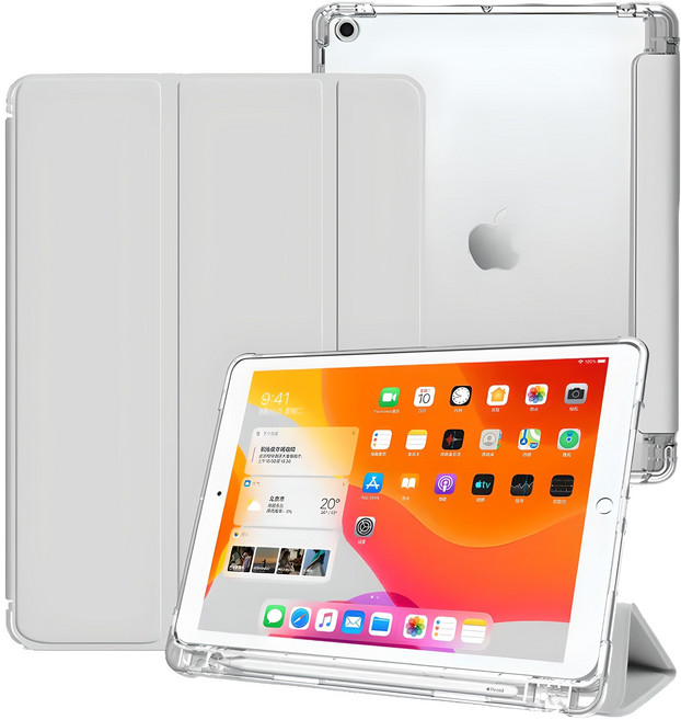 태블릿나라 클리어 애플펜슬 수납 태블릿PC 케이스, 그레이