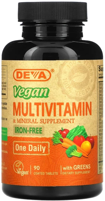 몸관리하세요 겨울입니다 Deva 비건 종합비타민 & 미네랄 보충제 철분 무함유 코팅 정제 90정 특별관리진행, Deva비건종합비타민미네랄보충제철분무함유코팅정제90정, 1개 - 쿠팡