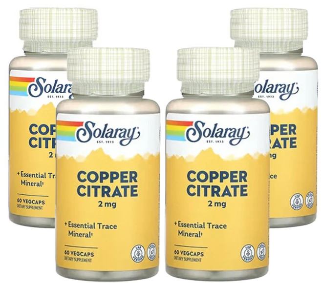 쏠라레이 구리 시트레이트 2mg 60 베지캡슐, 4개, 60정 - 쿠팡