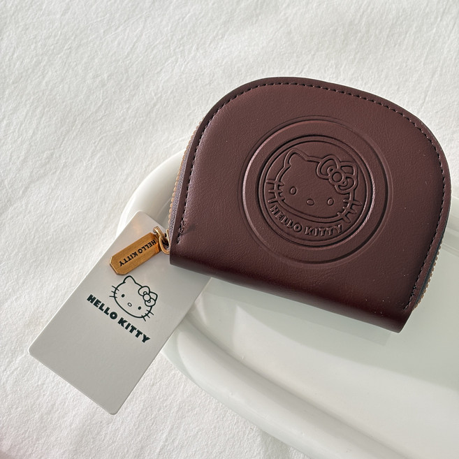 키티 가죽 아코디언 반지갑 학생용 여성용 카드 지갑