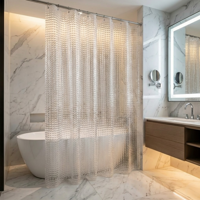 피아루네 욕실 샤워커튼, 반투명, 1개