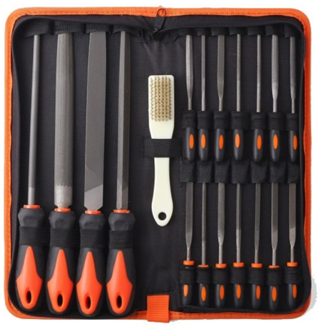 자이언트 다이아몬드 야스리 쇠줄 19종 연마 공구 세트, 대형쇠줄 4개+정밀쇠줄 14개+와이어브러쉬, 오렌지, 1개