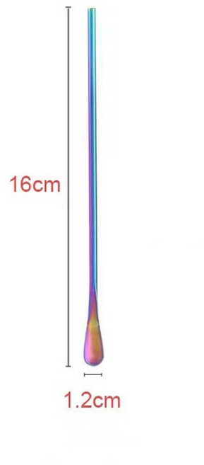 스푼 스테인리스 음료 바 믹싱 액세서리 손잡이 교반기 칵테일 막대 위스키 긴 멀티 사이즈 스틸 머들러 바텐더, 16cm Colorful, 1개