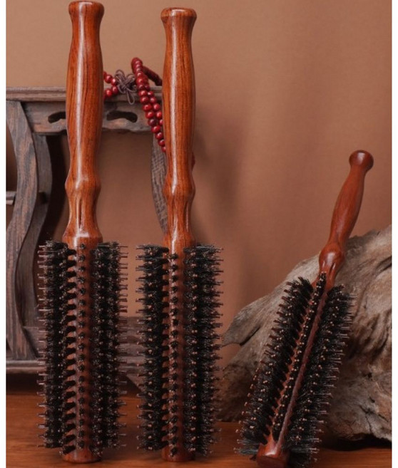 더로우 전문가용 돈모 롤빗 대왕 원목 헤어 볼륨 브러시, 1개, 10호