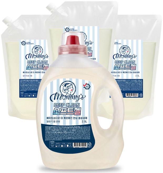 마미스 베이킹소다 액체세탁세제 본품 1개+리필 3개, 1세트, 8.05L
