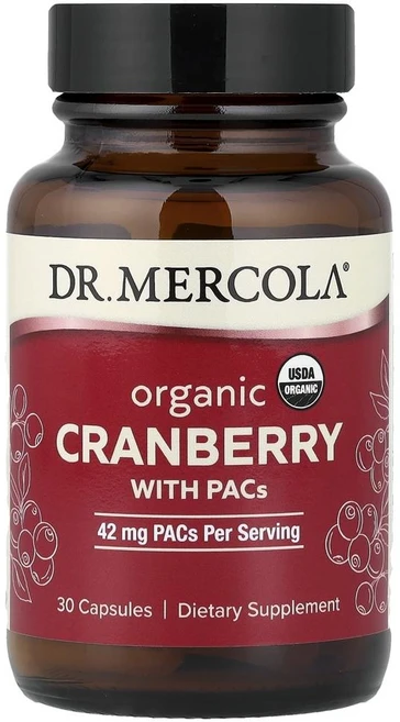 닥터 머콜라 유기농 크랜베리 위드 PACs Dr. Mercola Organic Cranberry with PACs 30정, 1개 - 쿠팡