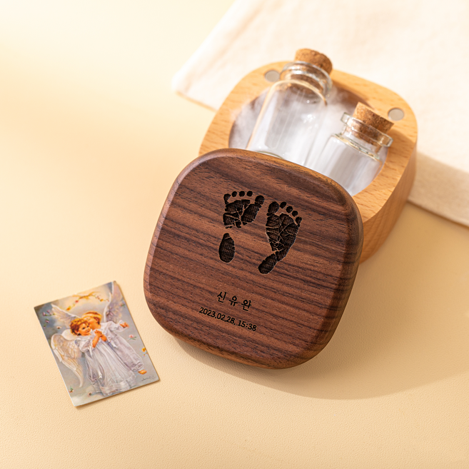 밤톨이 탯줄 보관함 유치 배냇머리 보관 여자 남자 아기 돌 백일 선물, 2. 레터링 각인