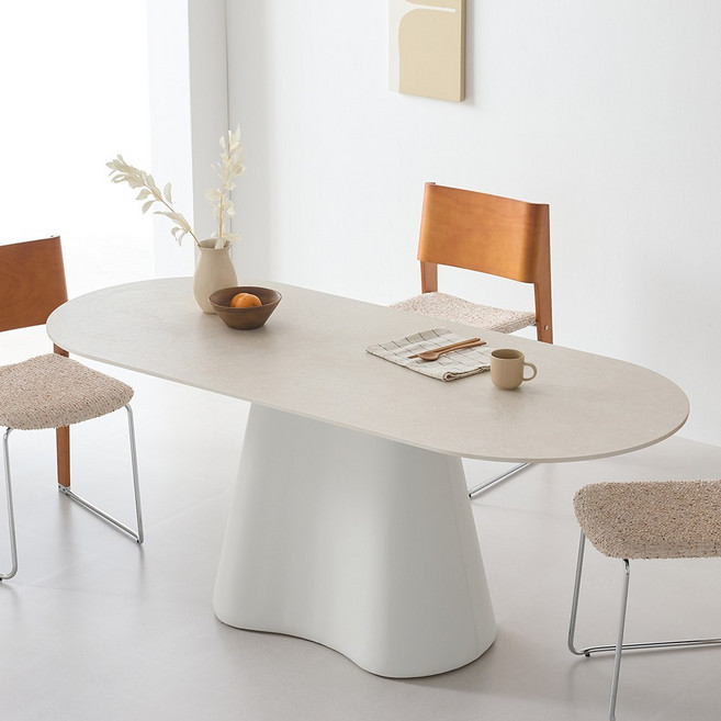 셀리나 6인 8인 타원형 포세린 세라믹 식탁 테이블 1900 주문제작 가능 CL529, 6인용, 화이트