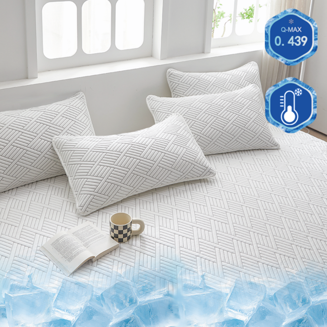 KURUA 100% 쿨잠 쿨매트 여름 냉감 패드 쿨링 냉패드 여름 침대 매트리스 카페트, 화이트