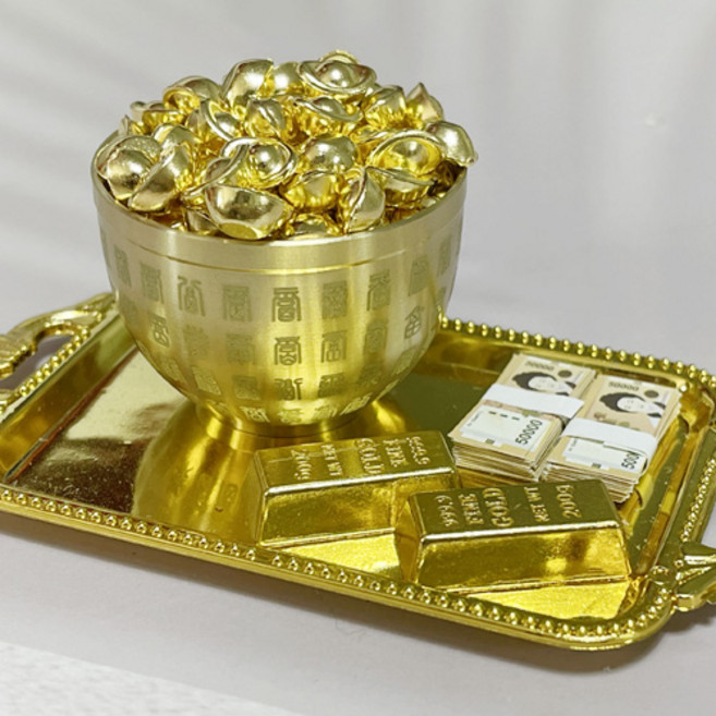 인테리어 소품 재물 풍수 황금 금원보 항아리 돈다발 골드바, 골드
