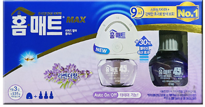 홈매트 맥스 리퀴드 알파 플러스 라벤더향 모기 훈증기 + 리필 3p 세트, 1세트