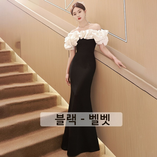 2부드레스블랙 셀프웨딩 촬영 연말파티 연주복드레스